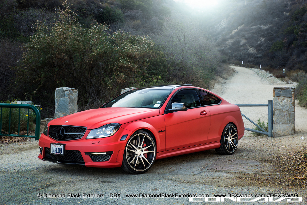 Mercedes Benz C63 Amg Wrapped In Ultra Matte Red By Dbx Diamond Black Exteriors Dbx Wraps