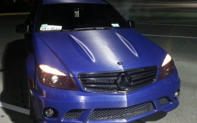 MERCEDES BENZ C63 WRAPPED IN BRUSHED BLUE BY DBX