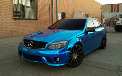 Mercedes Benz C63 Wrapped in Avery Blue Chrome by DBX