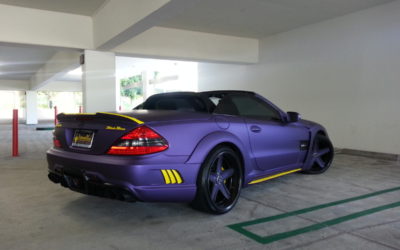 Mercedes Benz SL63 WALD Black Bison Wrapped in Matte Metallic Purple and Yellow by DBX