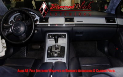 Audi A8 Full interior wrapped in Brushed Aluminum & Carbon Fiber