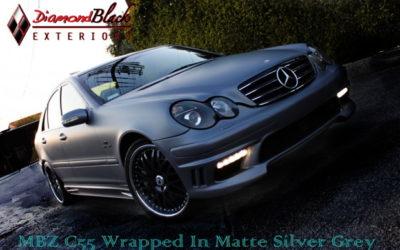 Mercedes Benz C55 AMG Wrapped In Matte Silver Grey by DBX