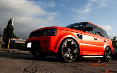 SATIN ORANGE ROVER SPORT WRAPPED BY DBX