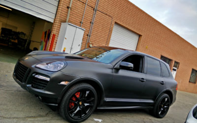 2008 Porsche Cayanne GTS Wrapped in Satin Metallic Black by DBX