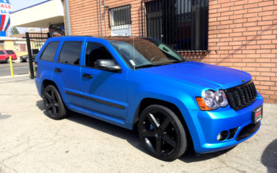 Jeep Grand Cherokee SRT8 Wrapped in Matte Blue Aluminum by DBX