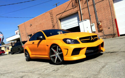 2013 Mercedes Benz C63 AMG Coupe Misha Design Wide Body Build and wrapped in Matte Orange by DBX