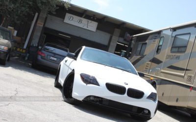 BMW 645i Wrapped in Satin white vinyl by DBX